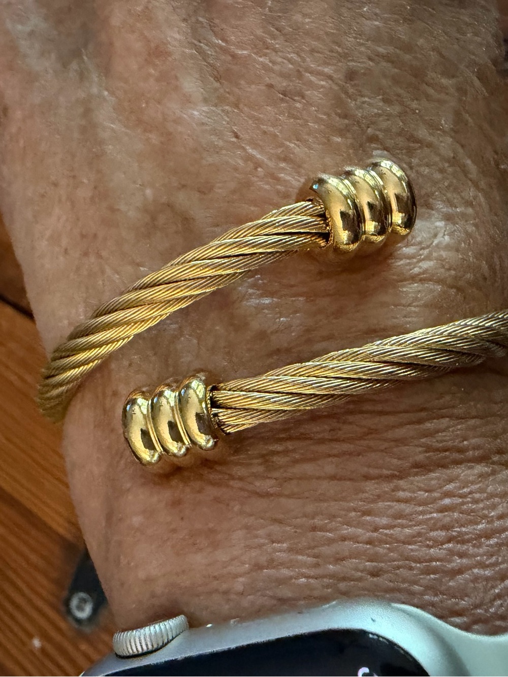 Gold-Tone Twisted Cable Open Cuff Bracelet